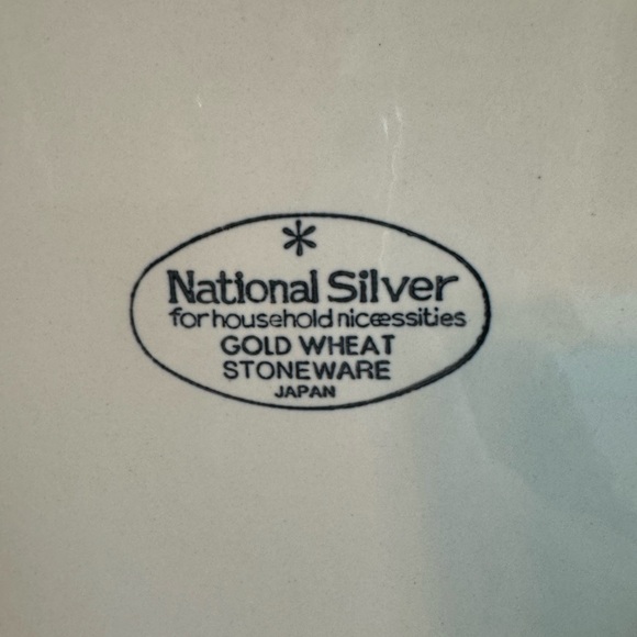 NATIONAL SILVER GOLD WHEAT PLATE STONEWARE JAPAN - Picture 5 of 7